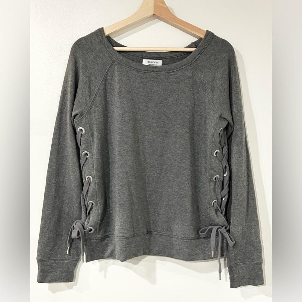Bailey 44 Ultra Soft Out Of The Office‎ Lace-Up Sweatshirt Dark Gray M